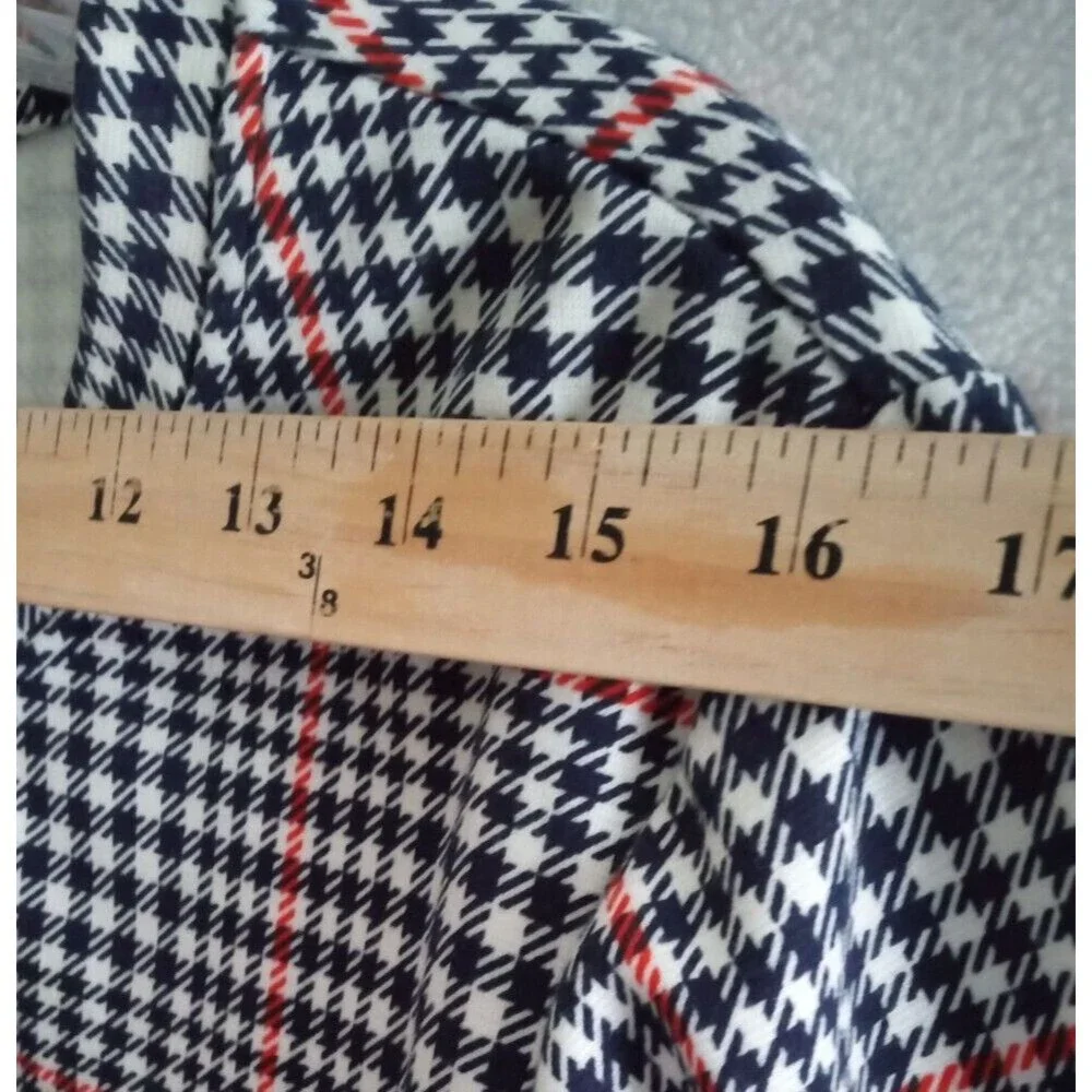 CRUSH Crop Top ABC Family Womens Large Houndstooth Plaid Long Sleeve NWT